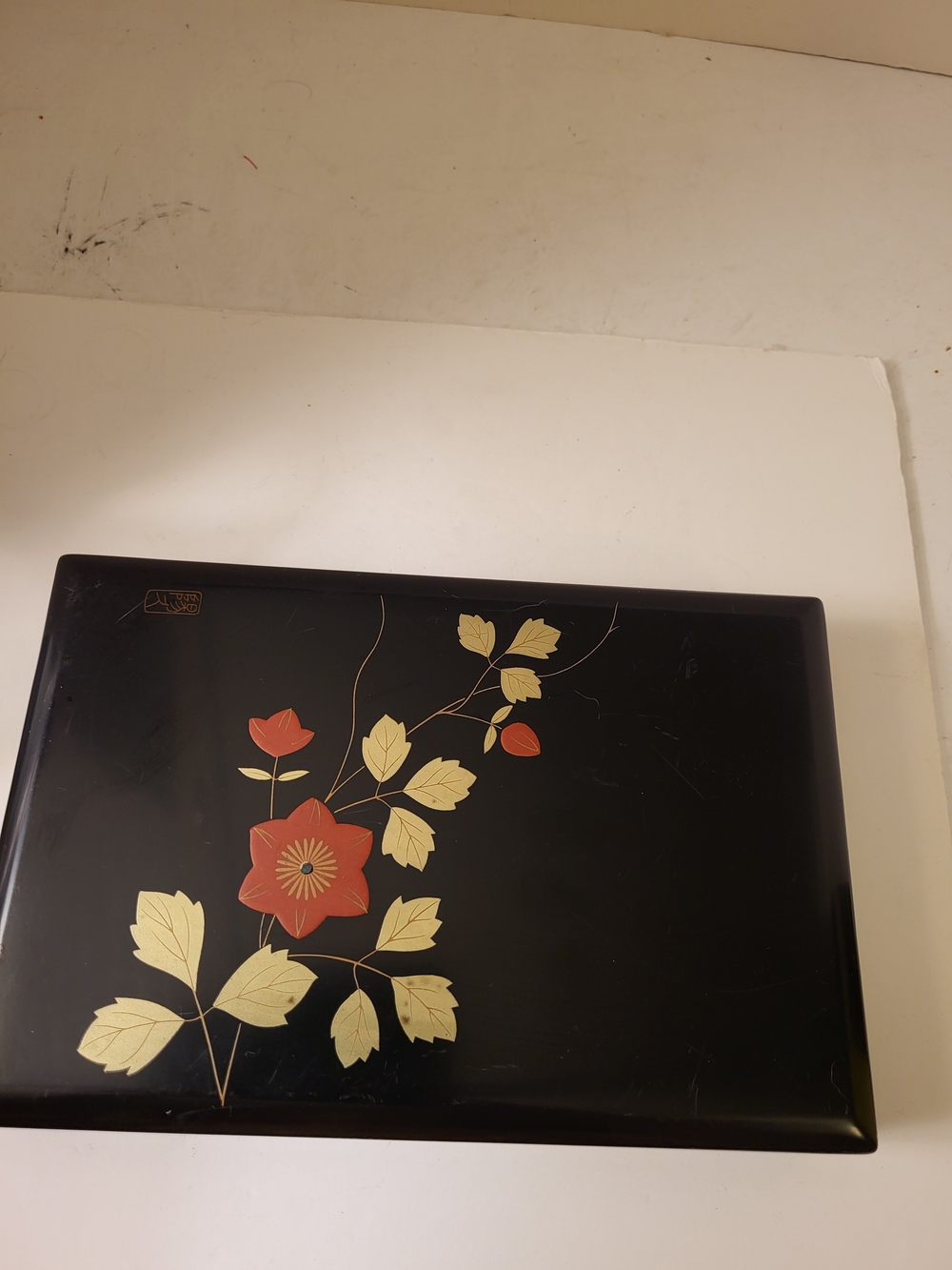 Vintage Japanese Lacquerware Fumibako Box Maki-e Style Artist Signed